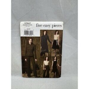 Vogue V7947 Easy Sewing Pattern Size 6 8 10  Misses Jacket Dress Skirt Top Pants